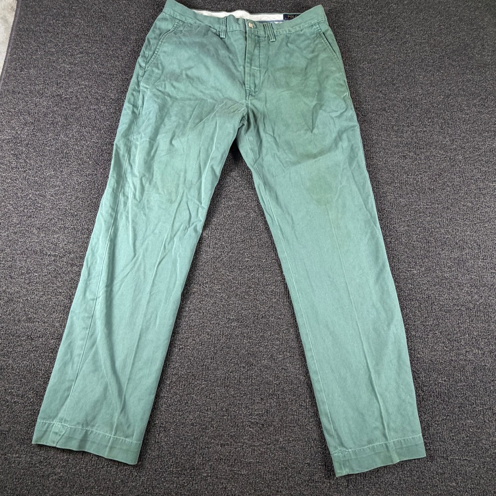 Polo Ralph Lauren Chino Pants Mens 34/32 (Fits 34x30 Straight Leg Green Cotton